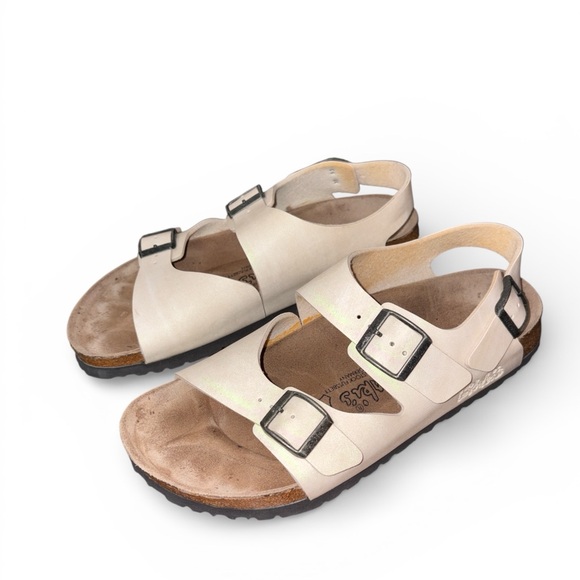 Birki’s Arizona Womens Beige Leather Buckle Adjustable Strap Sandals US 9 EU 40 - Picture 3 of 10